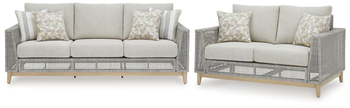 Seton Creek Outdoor Sofa and Loveseat in Gray from Ashley - Luna Furniture