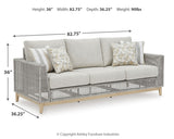 Seton Creek Outdoor Sofa and Loveseat with Coffee Table in Gray from Ashley - Luna Furniture
