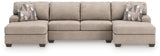 Seyler Lane Hemp 3-Piece Double Chaise Sleeper Sectional from Ashley - Luna Furniture