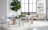 Jett Extension Dining Table in Natural Gray Ash, Chrome, Smoke Gray Glass from Essentials For Living - Luna Furniture