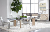 Jett Extension Dining Table in Natural Gray Ash, Chrome, Smoke Gray Glass from Essentials For Living - Luna Furniture