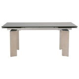 Jett Extension Dining Table in Natural Gray Ash, Chrome, Smoke Gray Glass from Essentials For Living - Luna Furniture