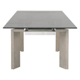 Jett Extension Dining Table in Natural Gray Ash, Chrome, Smoke Gray Glass from Essentials For Living - Luna Furniture