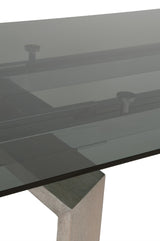Jett Extension Dining Table in Natural Gray Ash, Chrome, Smoke Gray Glass from Essentials For Living - Luna Furniture