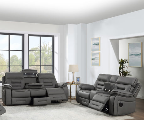 Pelin Gray Power Reclining Sofa & Loveseat from Homelegance - Luna Furniture