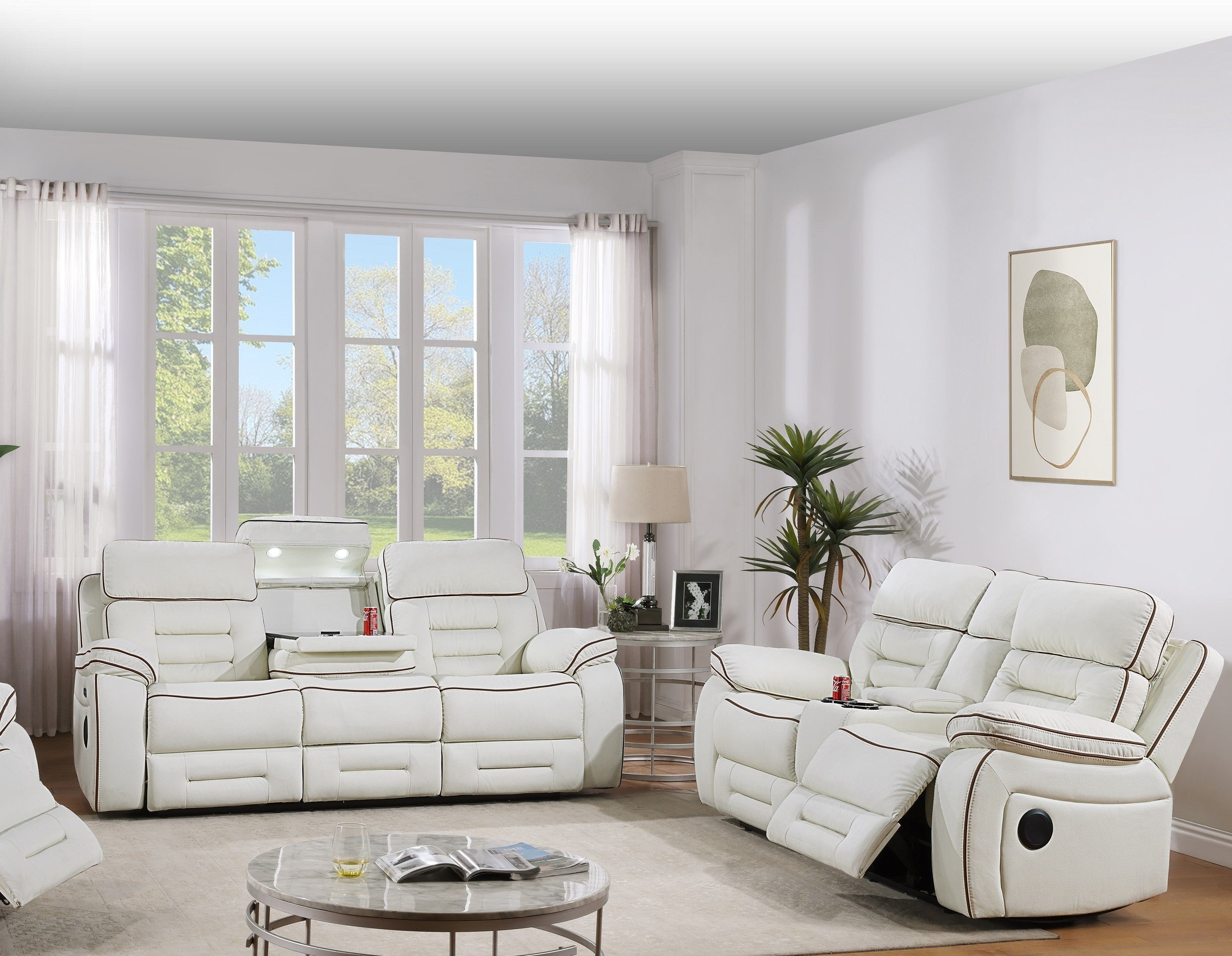 Homelegance Pelin White 2-Piece Power Reclining Set – Luna Furniture