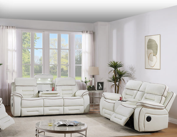 Pelin White Power Reclining Sofa