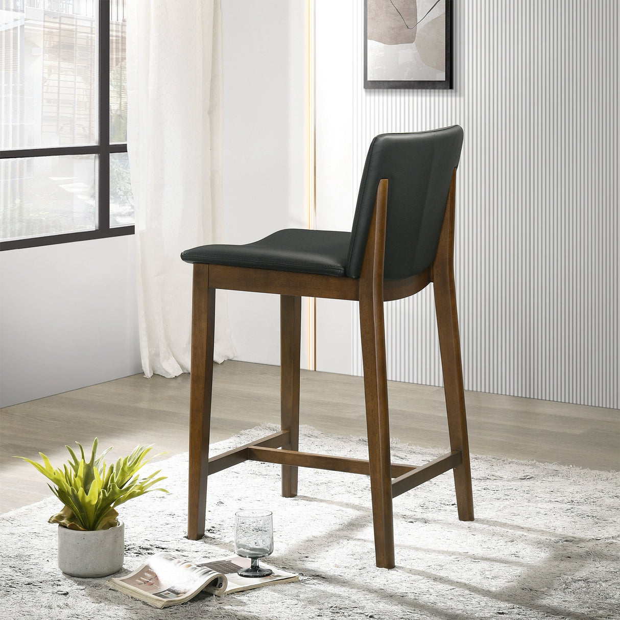 Shannon Black Vegan Leather Counter Height Chair from Ashcroft Furniture - Luna Furniture