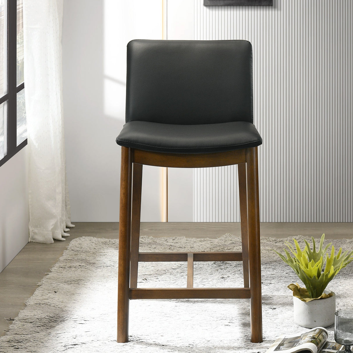Shannon Black Vegan Leather Counter Height Chair from Ashcroft Furniture - Luna Furniture