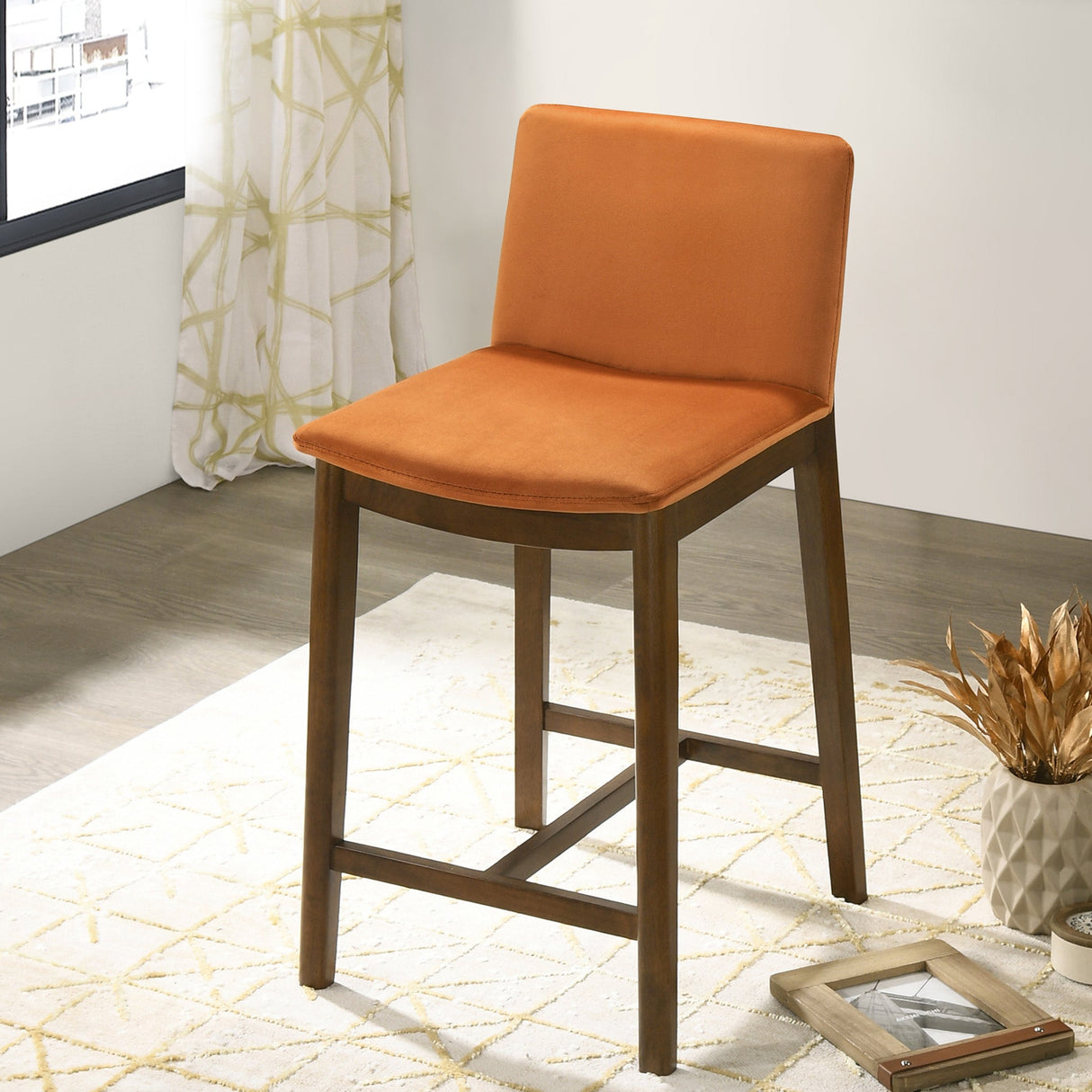 Shannon Counter Chair In Burnt Orange Velvet from Midinmod - Luna Furniture