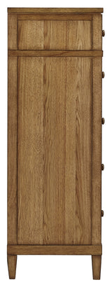 Sharlance King Upholstered Panel Bed with Mirrored Dresser, Chest and Nightstand in Light Brown from Ashley - Luna Furniture