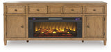 Sharlance Light Brown 81" TV Stand with Electric Fireplace from Ashley Furniture - Luna Furniture