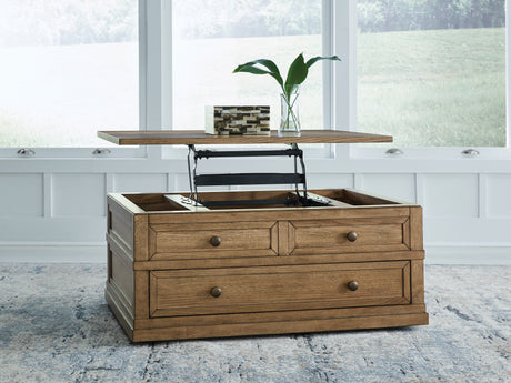 Sharlance Light Brown Lift-Top Coffee Table from Ashley - Luna Furniture