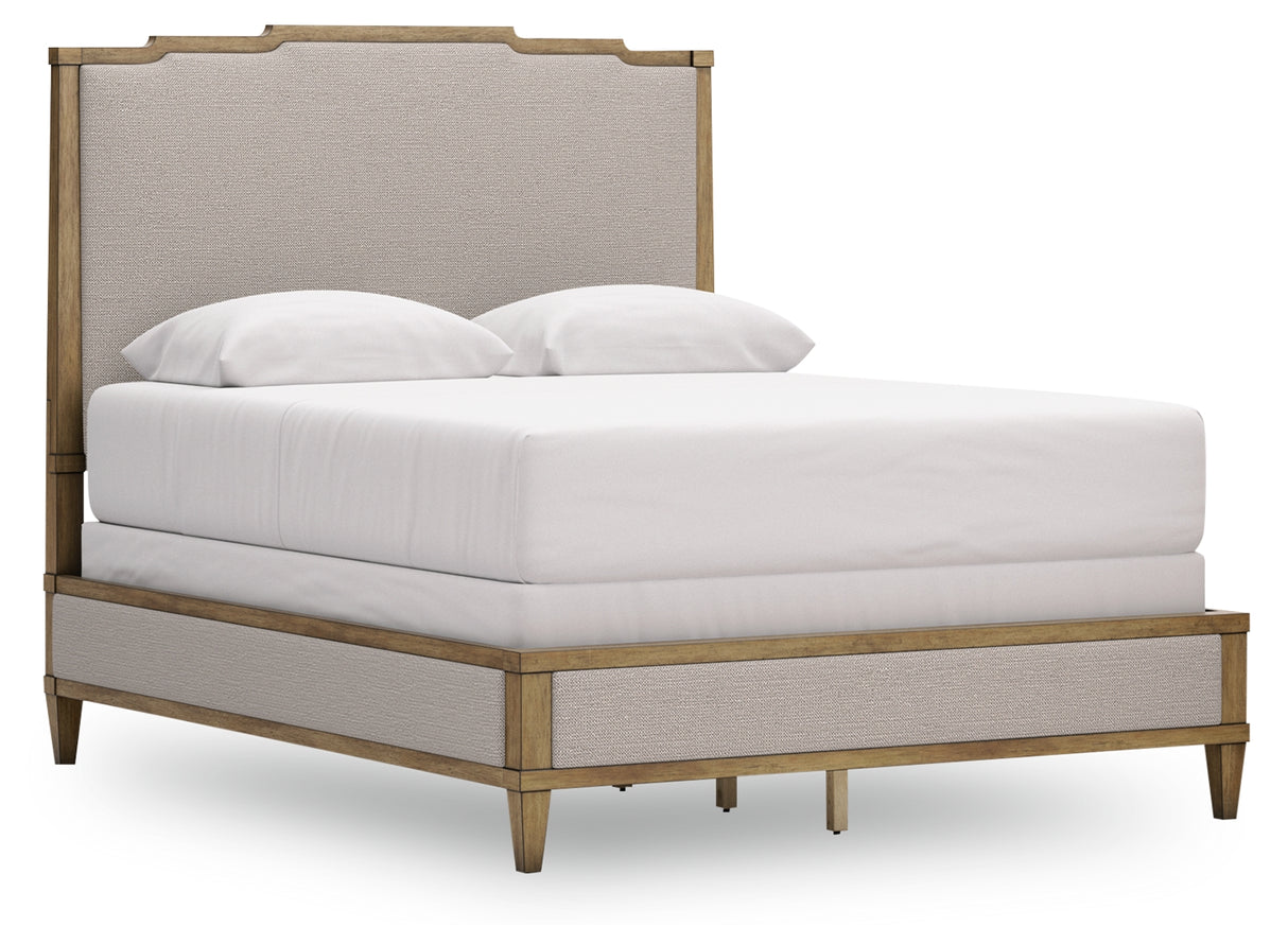 Sharlance Queen Upholstered Panel Bed with 2 Nightstands in Green/Brown from Ashley Furniture - Luna Furniture