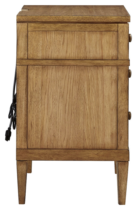 Sharlance Green/Brown Queen Upholstered Panel Bed with 2 Nightstands from Ashley - Luna Furniture