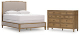 Sharlance Green/Brown Queen Upholstered Panel Bed with Dresser from Ashley - Luna Furniture