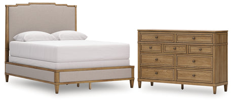 Sharlance Green/Brown Queen Upholstered Panel Bed with Dresser from Ashley - Luna Furniture