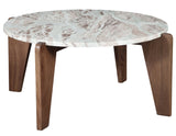 Shavon 32″ Toronto Brown Round Marble Coffee Table from Steve Silver - Luna Furniture
