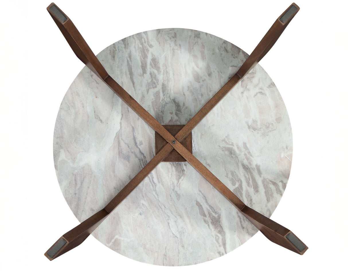 Shavon 32″ Toronto Brown Round Marble Coffee Table from Steve Silver - Luna Furniture