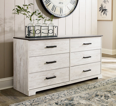 Shawburn Full Panel Headboard Bed with Dresser and 2 Nightstands in Whitewash from Ashley - Luna Furniture