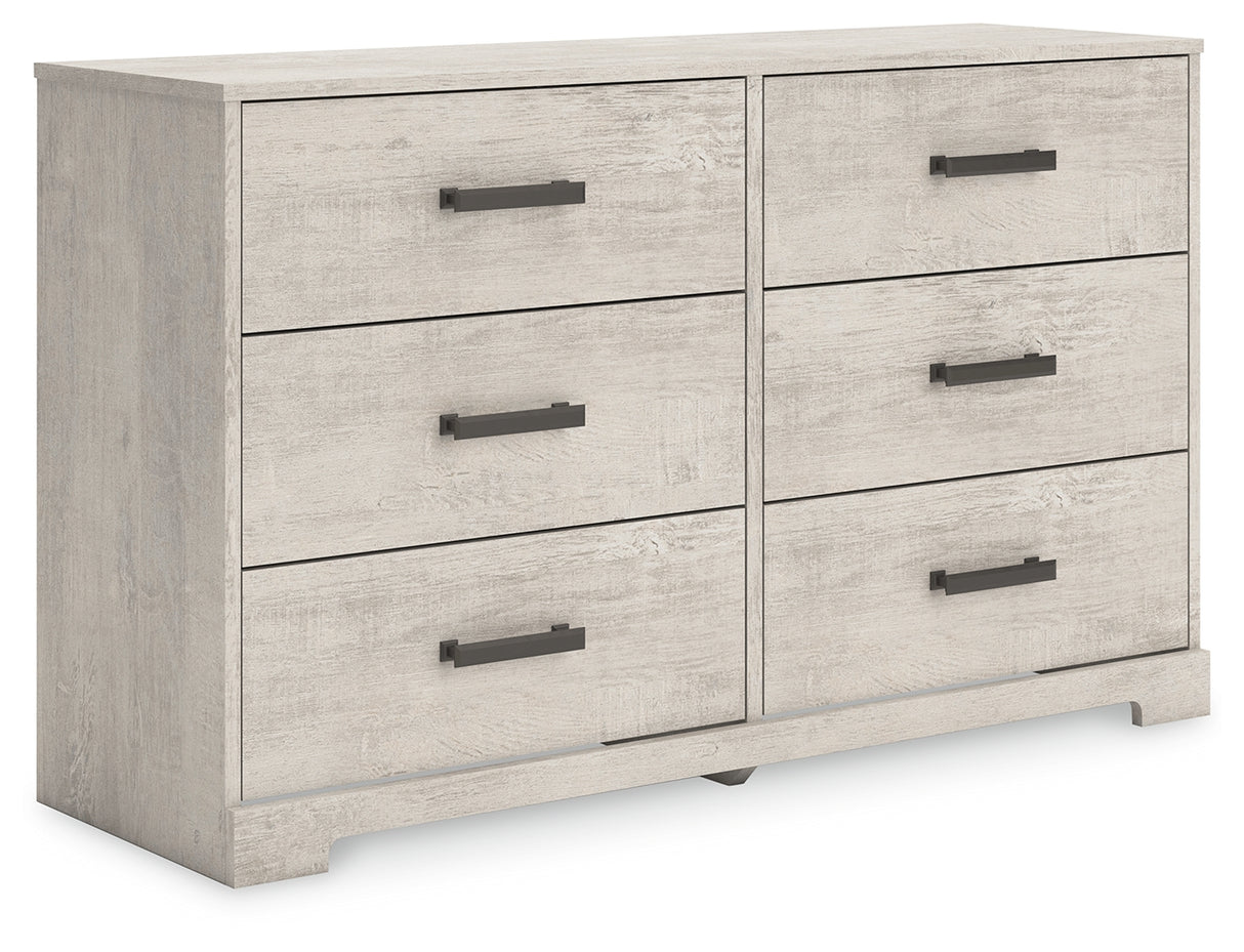 Shawburn Full Panel Headboard with Dresser and Chest in Whitewash from Ashley - Luna Furniture