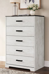 Shawburn Full Panel Headboard with Dresser, Chest and 2 Nightstands in Whitewash from Ashley - Luna Furniture