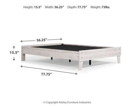 Shawburn Full Platform Bed with Dresser and 2 Nightstands in Whitewash from Ashley Furniture - Luna Furniture
