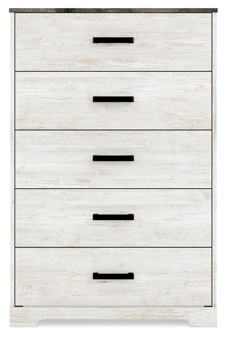 Shawburn Full Platform Bed with Dresser, Chest and Nightstand in White/Dark Charcoal Gray from Ashley Furniture - Luna Furniture