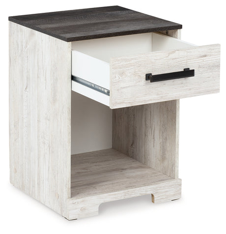 Shawburn Full Platform Bed with Dresser, Chest and Nightstand in White/Dark Charcoal Gray from Ashley Furniture - Luna Furniture