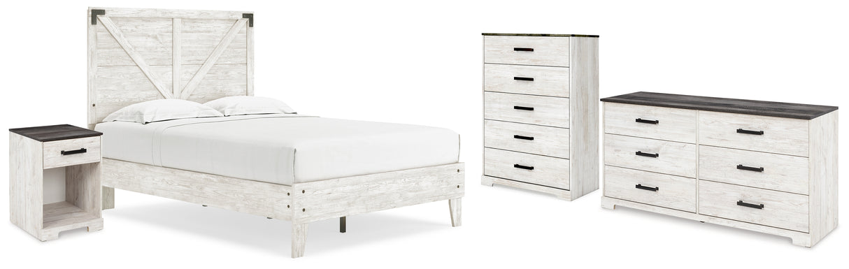 Shawburn Full Platform Bed with Dresser, Chest and Nightstand in White/Dark Charcoal Gray from Ashley Furniture - Luna Furniture