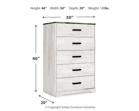 Shawburn Full Platform Bed with Dresser, Chest and Nightstand in White/Dark Charcoal Gray from Ashley Furniture - Luna Furniture