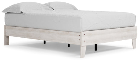 Shawburn Full Platform Bed with Dresser, Chest and Nightstand in Whitewash from Ashley - Luna Furniture