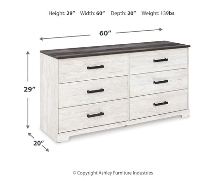 Shawburn Full Platform Bed with Dresser in White/Dark Charcoal Gray from Ashley Furniture - Luna Furniture