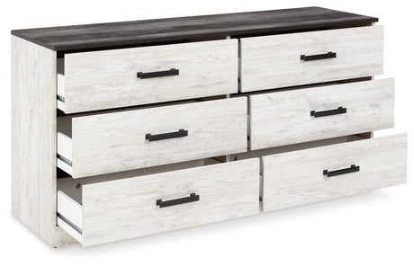 Shawburn Full Platform Bed with Dresser in White/Dark Charcoal Gray from Ashley Furniture - Luna Furniture