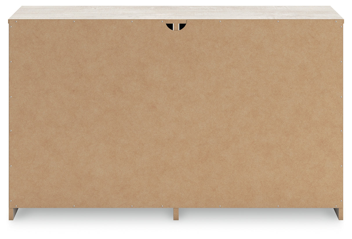 Shawburn Queen Crossbuck Panel Headboard with Dresser and Nightstand in Whitewash from Ashley - Luna Furniture