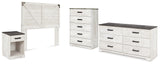 Shawburn Queen Panel Headboard with Dresser, Chest and Nightstand in Whitewash from Ashley - Luna Furniture
