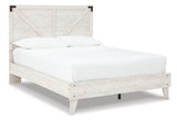 Shawburn Queen Panel Platform Bed with 2 Nightstands in White/Dark Charcoal Gray from Ashley - Luna Furniture