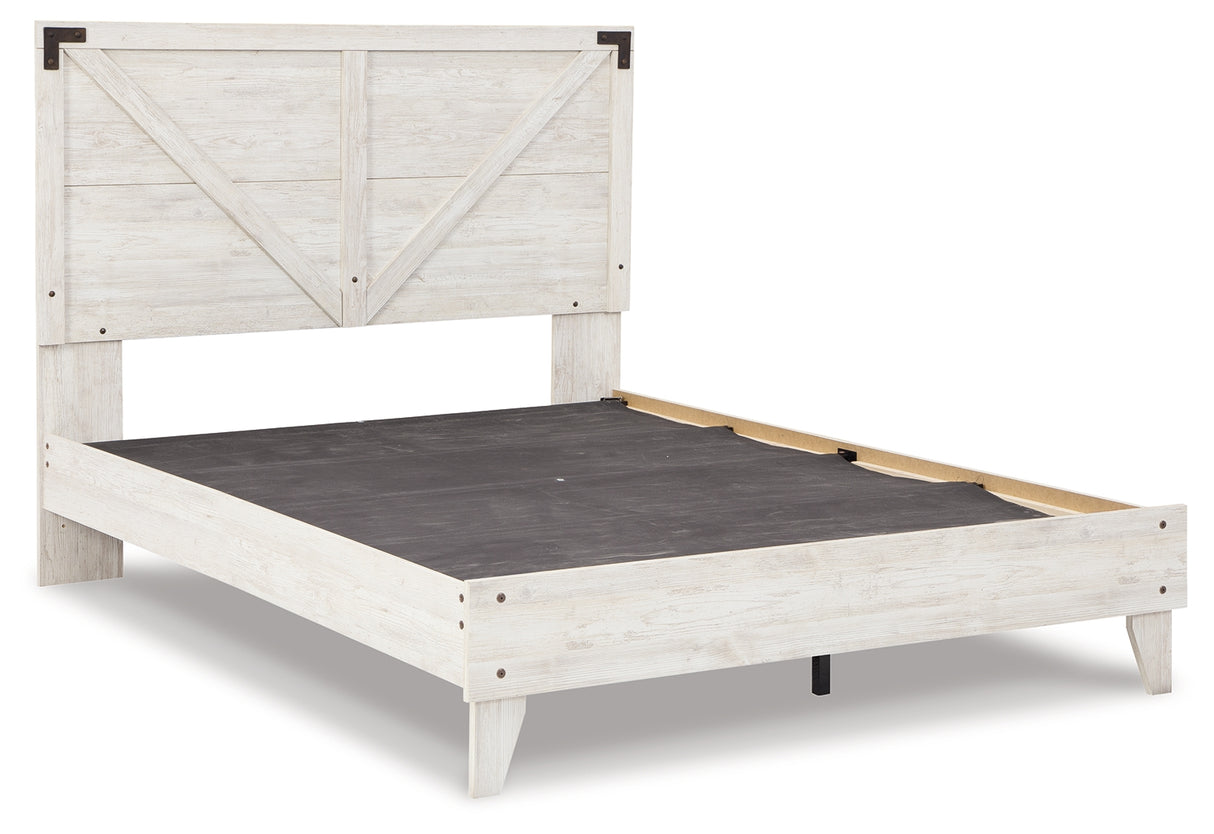 Shawburn Queen Panel Platform Bed with 2 Nightstands in White/Dark Charcoal Gray from Ashley - Luna Furniture