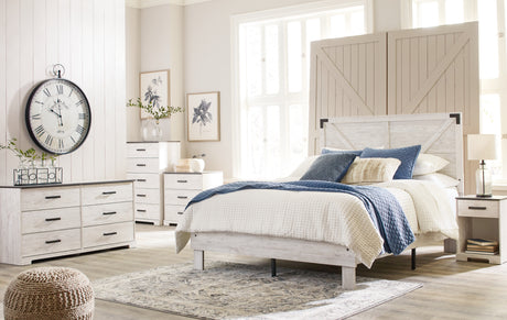 Shawburn Queen Platform Bed with Dresser and 2 Nightstands in White/Dark Charcoal Gray from Ashley Furniture - Luna Furniture