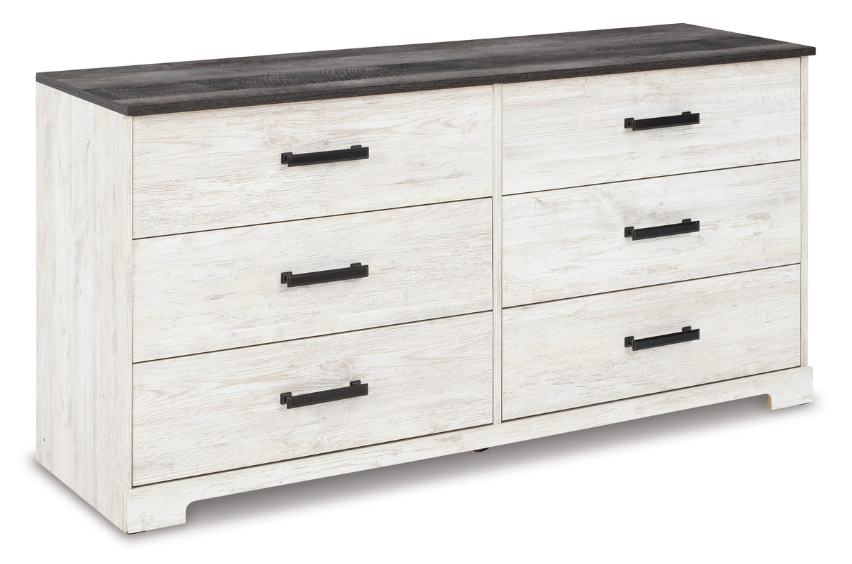 Shawburn Queen Platform Bed with Dresser and 2 Nightstands in White/Dark Charcoal Gray from Ashley Furniture - Luna Furniture