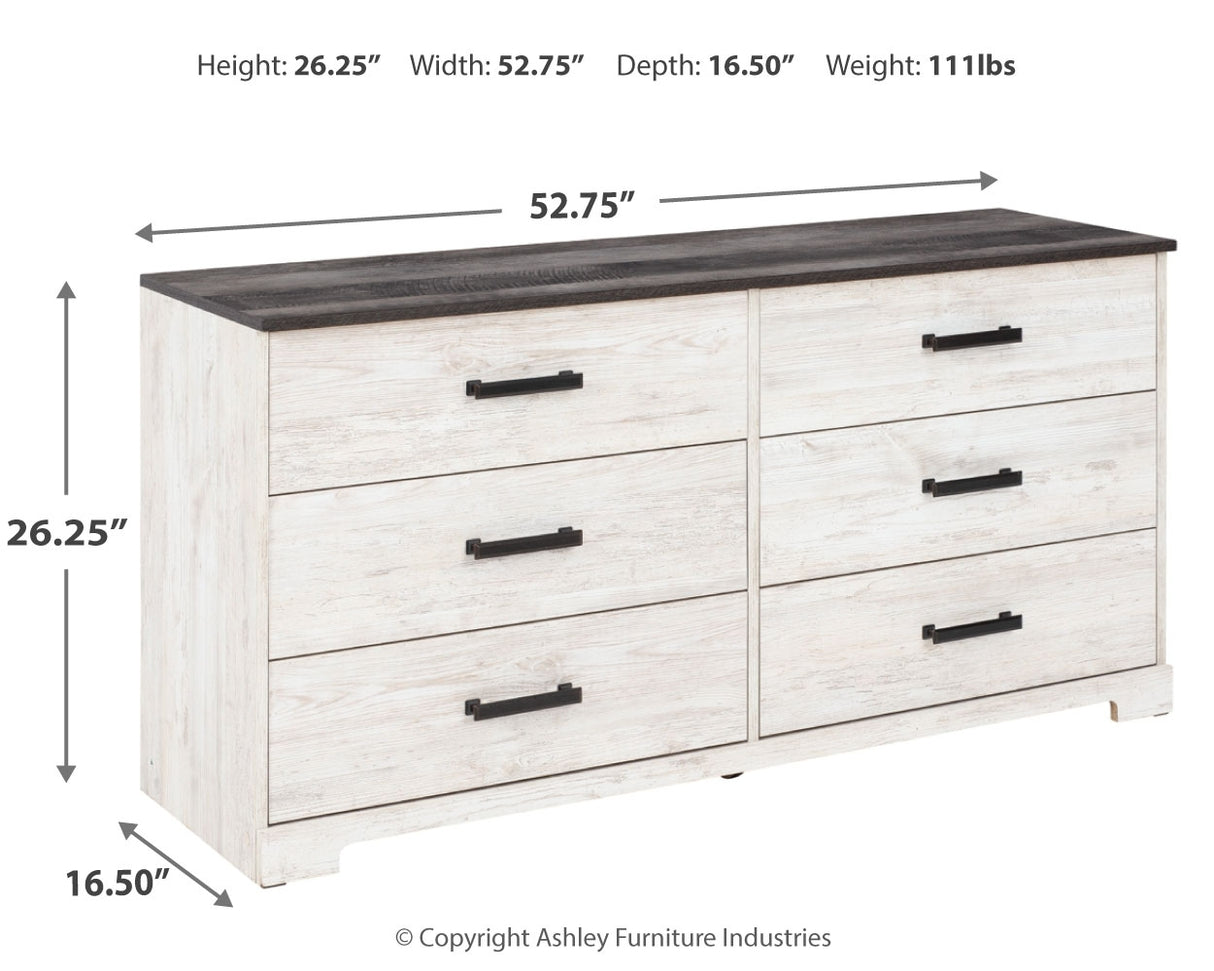 Shawburn Queen Platform Bed with Dresser and 2 Nightstands in White/Dark Charcoal Gray from Ashley Furniture - Luna Furniture