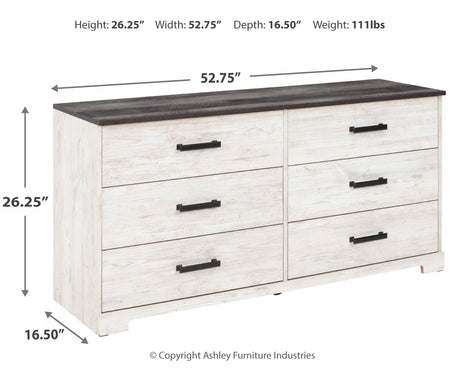 Shawburn Queen Platform Bed with Dresser and 2 Nightstands in White/Dark Charcoal Gray from Ashley Furniture - Luna Furniture