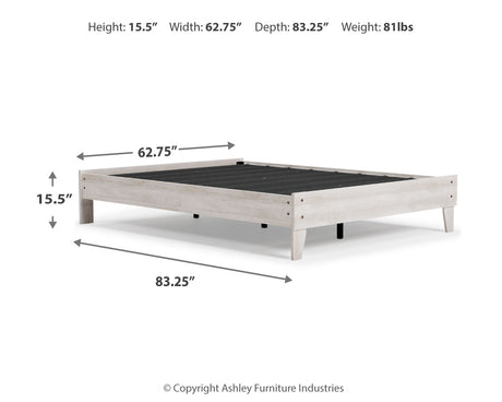 Shawburn Queen Platform Bed with Dresser and 2 Nightstands in Whitewash from Ashley Furniture - Luna Furniture