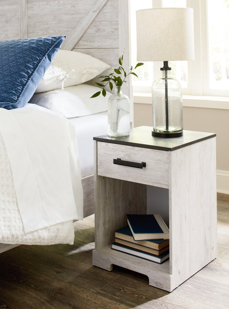 Shawburn Queen Platform Bed with Dresser and 2 Nightstands in Whitewash from Ashley Furniture - Luna Furniture