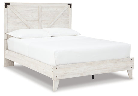 Shawburn Queen Platform Bed with Dresser and Chest in White/Dark Charcoal Gray from Ashley - Luna Furniture