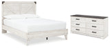 Shawburn Queen Platform Bed with Dresser in White/Dark Charcoal Gray from Ashley - Luna Furniture