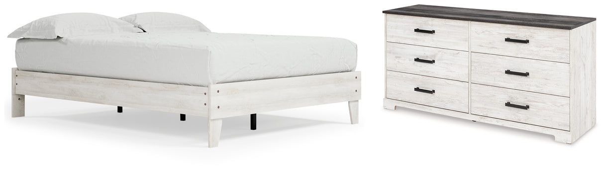 Shawburn Queen Platform Bed with Dresser in Whitewash from Ashley - Luna Furniture
