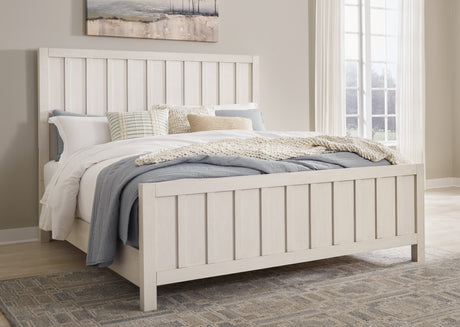 Shaybrock California King Panel Bed with Mirrored Dresser and Chest in Antique White from Ashley - Luna Furniture