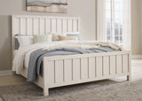 Shaybrock California King Panel Bed with Mirrored Dresser, Chest and 2 Nightstands in Antique White from Ashley - Luna Furniture