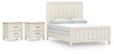 Shaybrock Queen Panel Bed with 2 Nightstands in Antique White from Ashley - Luna Furniture